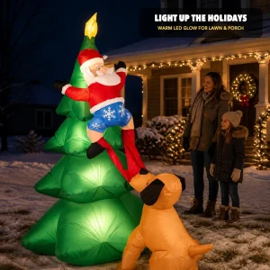 6.5ft Inflatable Christmas  Santa with Dog