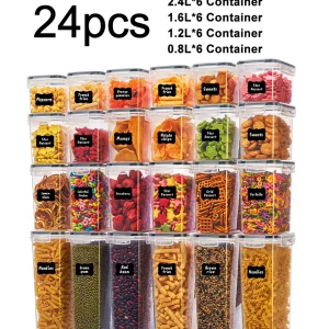 24pcs Airtight Food Storage Containers with Labels