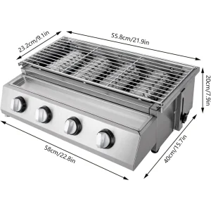 4-Burner Stainless Steel Portable Grill Propane/LPG