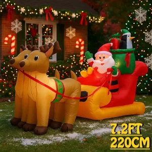 7.2FT Santa Reindeer Sleigh Inflatable lighted