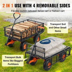 Garden Cart Sturdy Metal Utility Dump Wagon