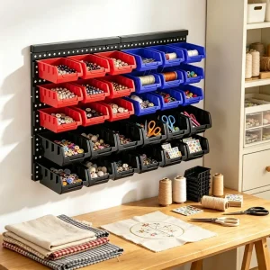 Wall Mounted Storage Bins Rack with 30 Bins
