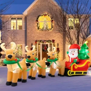 inflatable 13 FT lighted Santa Claus w/sleigh & reindeer